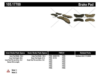 Centric Parts Disc Brake Pad Set 105.17700