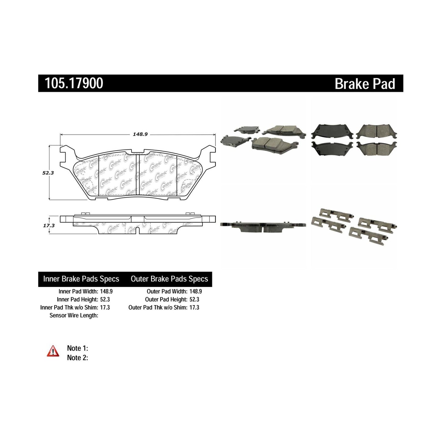 Centric Parts Disc Brake Pad Set Posi Quiet Ceramic with Shims and Hardware for 2018-2021 Ford Expedition, 2015-2019 F-150, 2018-2021 Lincoln Navigator 105.17900