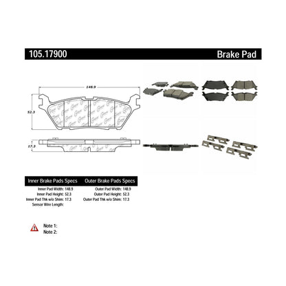 Centric Parts Disc Brake Pad Set Posi Quiet Ceramic with Shims and Hardware for 2018-2021 Ford Expedition, 2015-2019 F-150, 2018-2021 Lincoln Navigator 105.17900