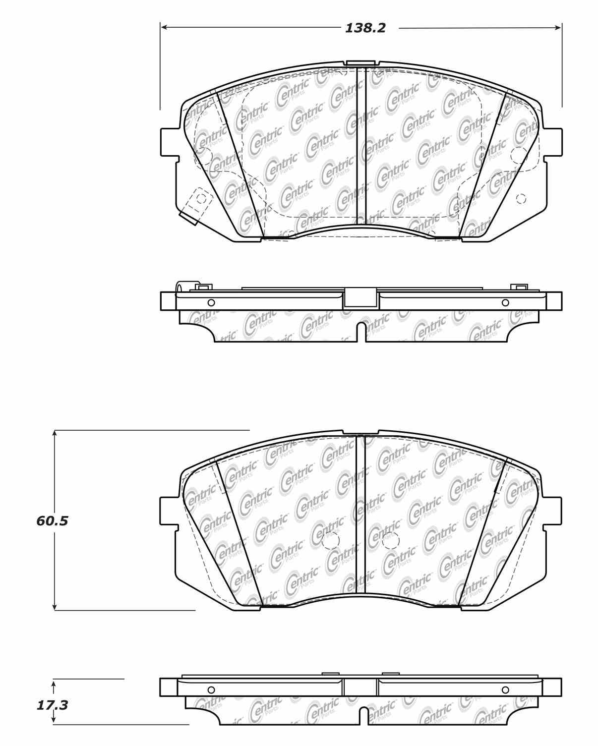 Centric Parts Disc Brake Pad Set Posi Quiet Ceramic with Shims for 2018-2022 Hyundai Elantra GT Kona Electric Sonata Kia Niro EV Optima 105.18260