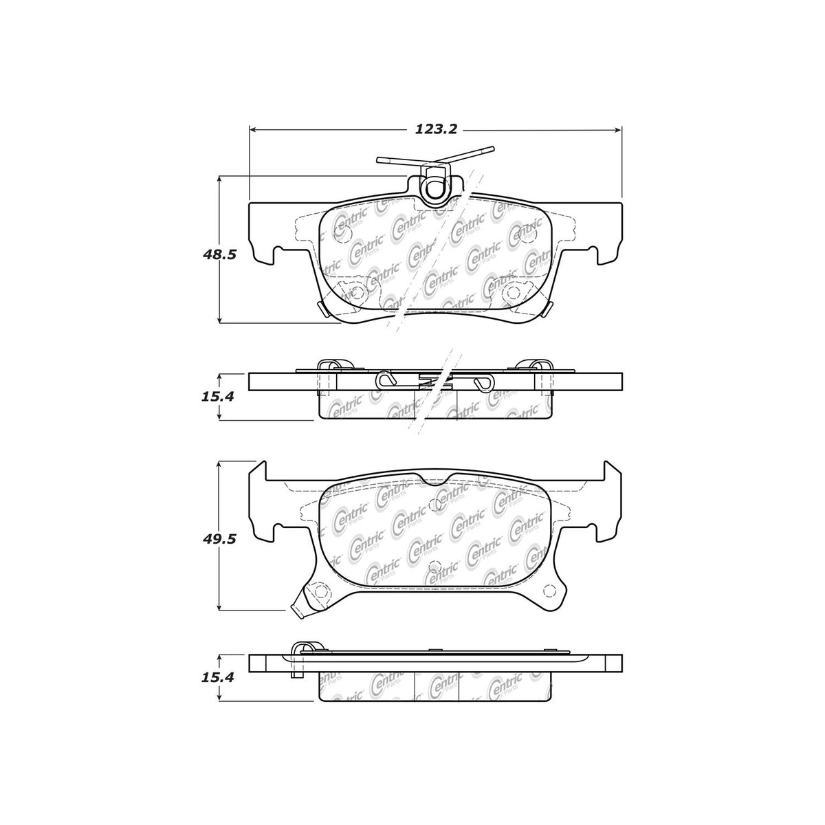 Centric Parts Disc Brake Pad Set Posi Quiet Ceramic with Shims and Hardware for 2017 Buick Envision 105.20250