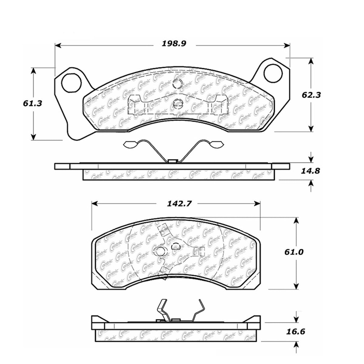 Centric Parts Disc Brake Pad Set Posi Quiet Extended Wear with Shims and Hardware 106.02000