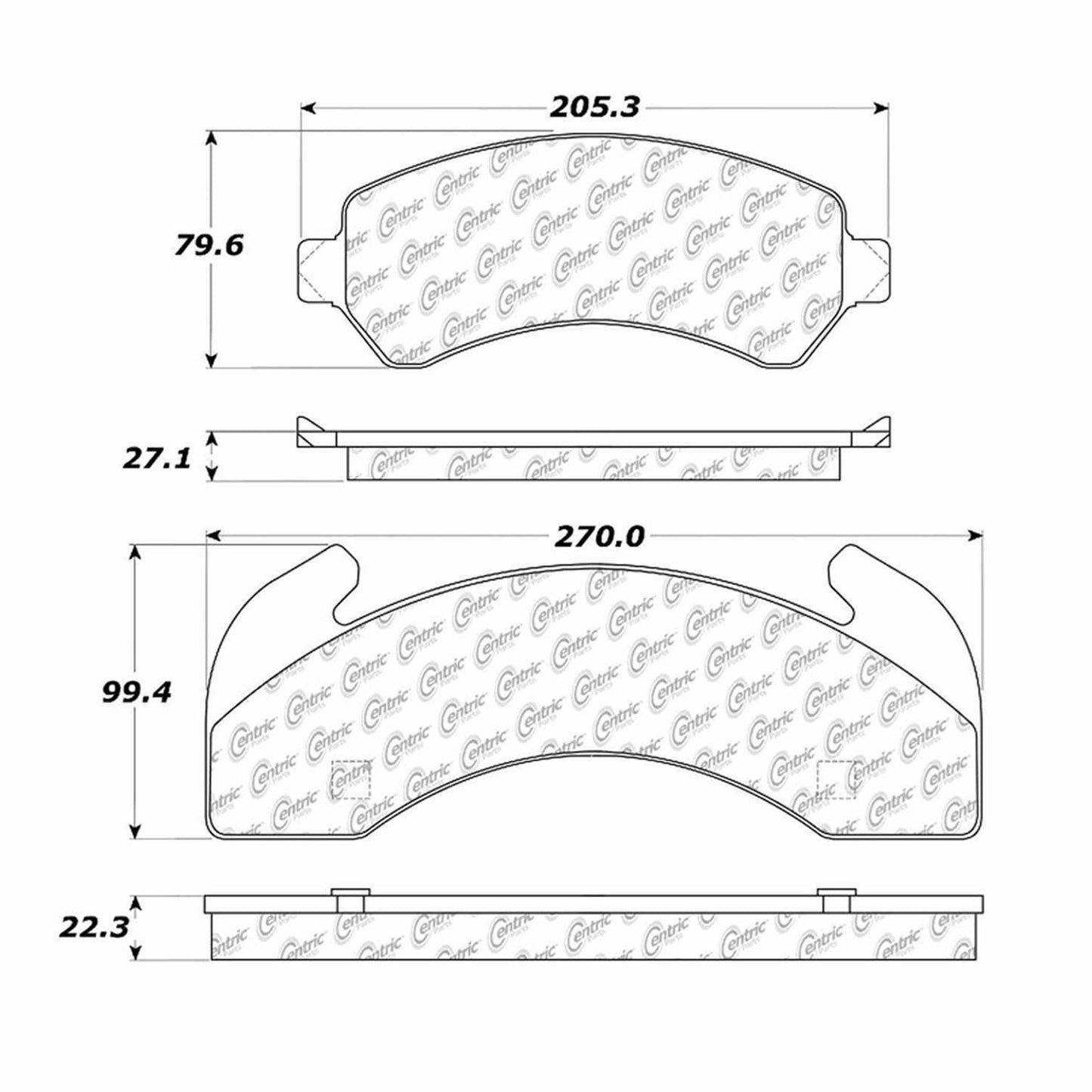 Centric Parts Disc Brake Pad Set Posi Quiet Extended Wear with Shims 106.02250