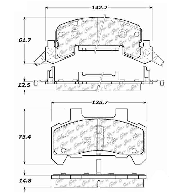 Centric Parts Disc Brake Pad Set Posi Quiet Extended Wear with Shims 106.02890