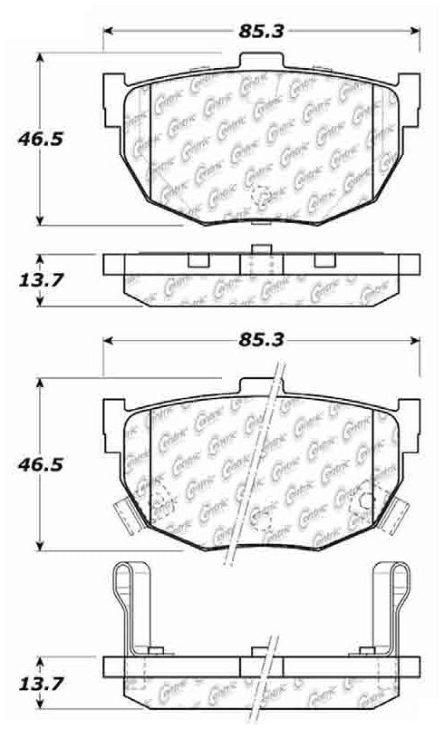 Centric Parts Disc Brake Pad Set Posi Quiet Extended Wear with Shims and Hardware for Hyundai Elantra 2006-1994 106.03230