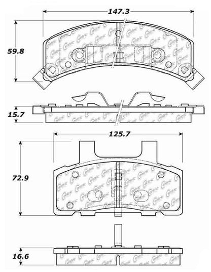 Centric Parts Disc Brake Pad Set Posi Quiet Extended Wear with Shims and Hardware for 1991-1988 Chevrolet C1500 106.03680