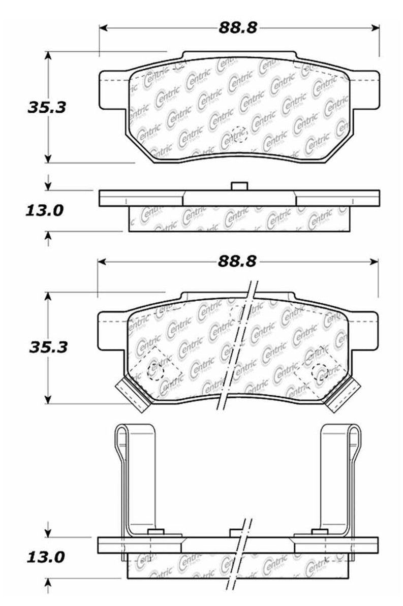 Centric Parts Disc Brake Pad Set Posi Quiet Extended Wear for 1990-2001 Acura Integra 106.03740