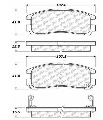 Centric Parts Disc Brake Pad Set Posi Quiet Extended Wear with Shims and Hardware for 2005-1995 Chrysler Sebring 106.03830