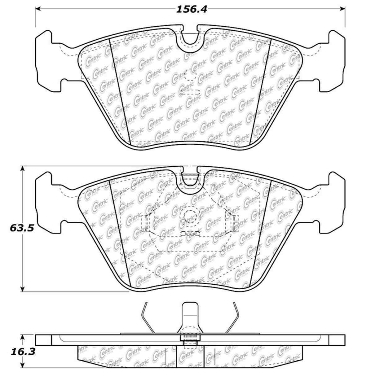 Centric Parts Disc Brake Pad Set Posi Quiet Extended Wear with Shims and Hardware for 1991-2009 Audi Quattro