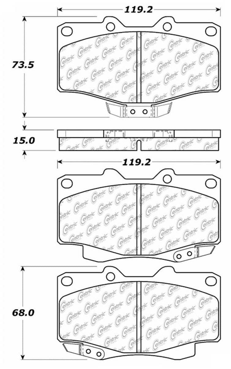 Centric Parts Disc Brake Pad Set Posi Quiet Extended Wear with Shims and Hardware for 1991-1988 Toyota 4Runner 1995-1988 Pickup 106.04100