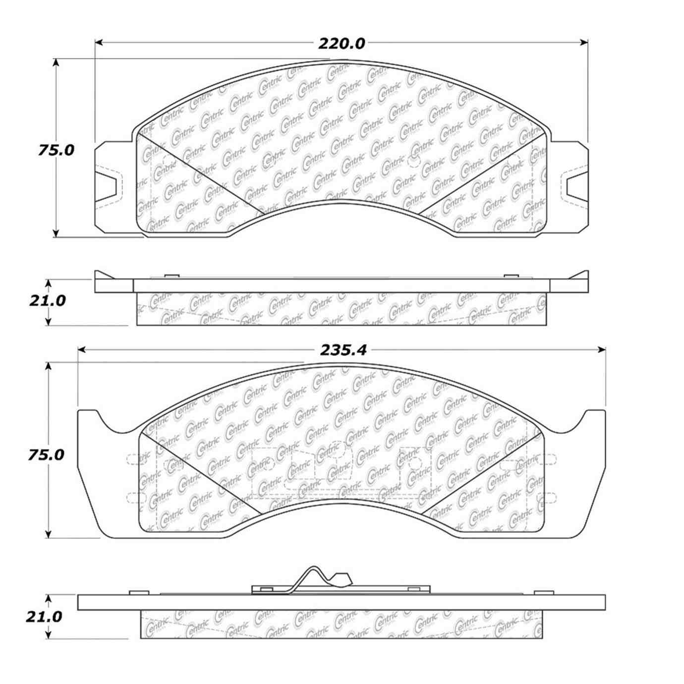 Centric Parts Disc Brake Pad Set Posi Quiet Extended Wear with Shims and Hardware for Ford E-450 Econoline Super Duty 2002-2000 106.04110