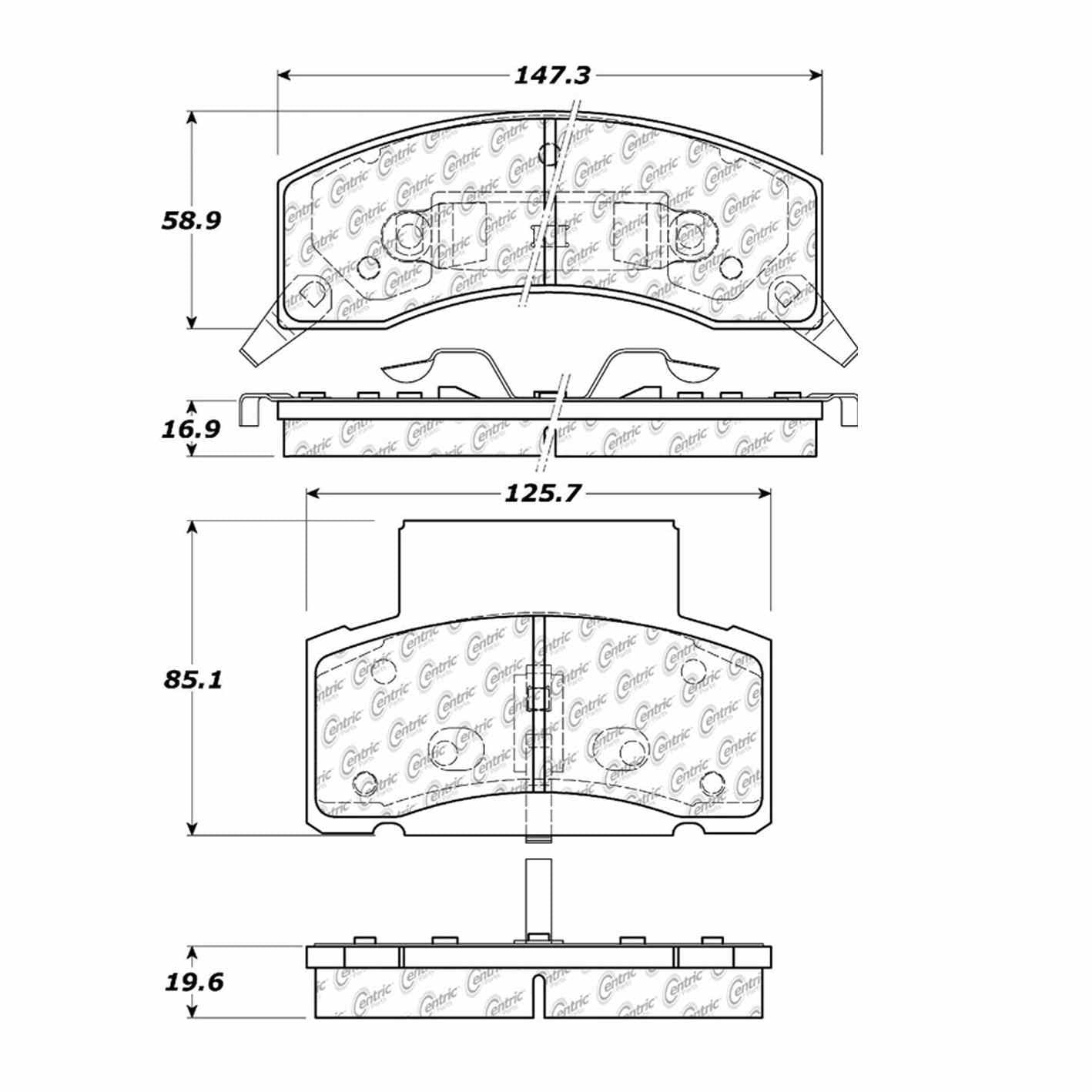 Centric Parts Disc Brake Pad Set Posi Quiet Extended Wear with Shims for 2000-1996 Chevrolet C3500 Dodge Ram 106.04590