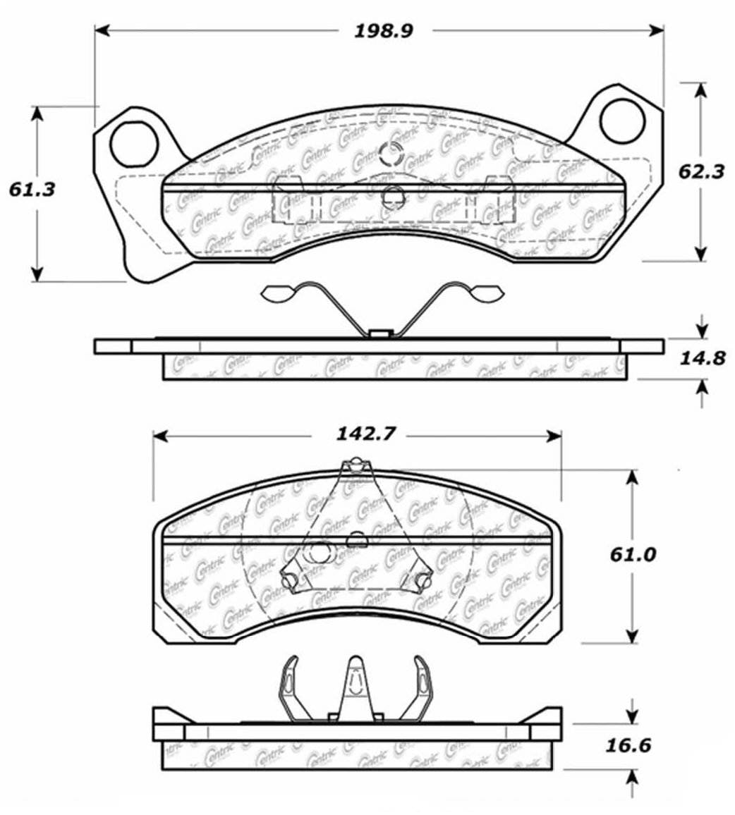 Centric Parts Disc Brake Pad Set Posi Quiet Extended Wear with Shims and Hardware for Ford Country Squire 1987-1989 106.04990