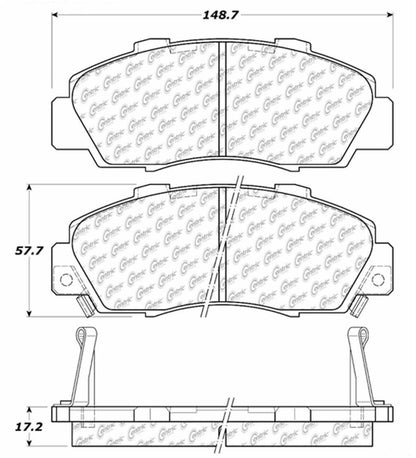 Centric Parts Disc Brake Pad Set Posi Quiet Extended Wear with Shims and Hardware for 1995-2002 Honda/Acura