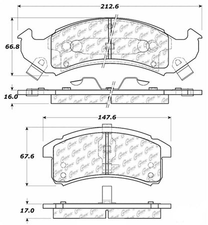 Centric Parts Disc Brake Pad Set Posi Quiet Extended Wear with Shims and Hardware for 1991-1993 Buick LeSabre