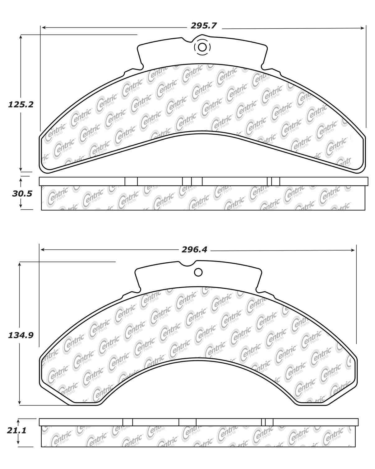 Centric Parts Disc Brake Pad Set Posi Quiet Heavy Duty 28K with Shims for 1986-1990 Mack CF DM DMM Prevost High Decker Le Mirage Shell 106.05750