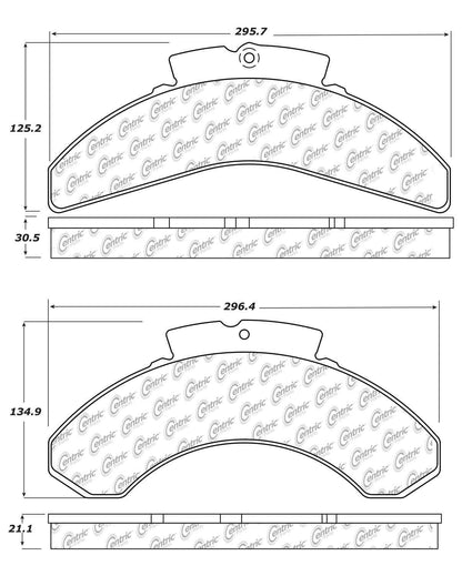 Centric Parts Disc Brake Pad Set Posi Quiet Heavy Duty 28K with Shims for 1986-1990 Mack CF DM DMM Prevost High Decker Le Mirage Shell 106.05750