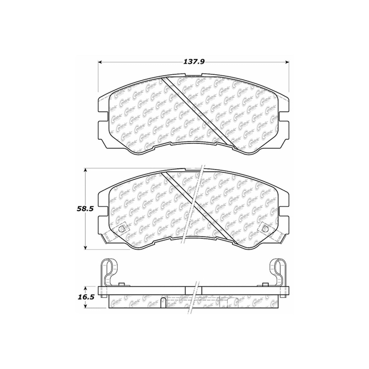 Centric Parts Disc Brake Pad Set Long wearing Semi-Metallic with noise and vibration elimination 106.05790