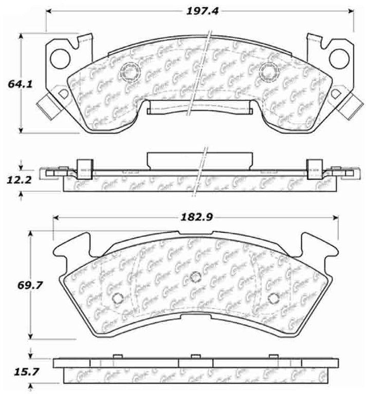 Centric Parts Disc Brake Pad Set Posi Quiet Extended Wear with Shims for 1992-1996 Buick Commercial Chassis Roadmaster Chevrolet Caprice Impala 106.06140
