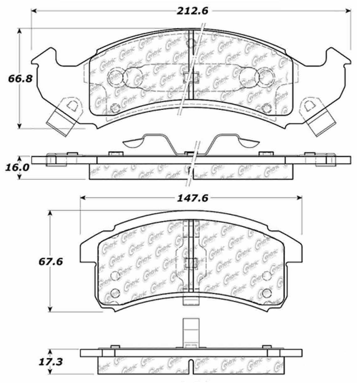 Centric Parts Disc Brake Pad Set Posi Quiet Extended Wear with Shims and Hardware for 1994-1999 Buick LeSabre