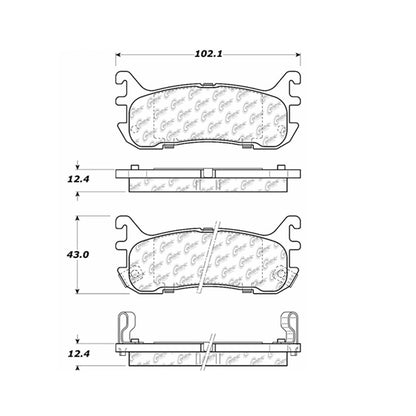 Centric Parts Disc Brake Pad Set Posi Quiet Extended Wear with Shims and Hardware for Ford Escort 2003-1997, Mazda Miata 1997-1994
