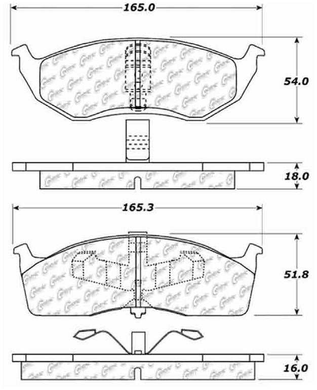 Centric Parts Disc Brake Pad Set Posi Quiet Extended Wear Shimmed for 2000-2002 Chrysler Neon, 1995-2005 Dodge Neon, 1995-2001 Plymouth Neon 106.06420
