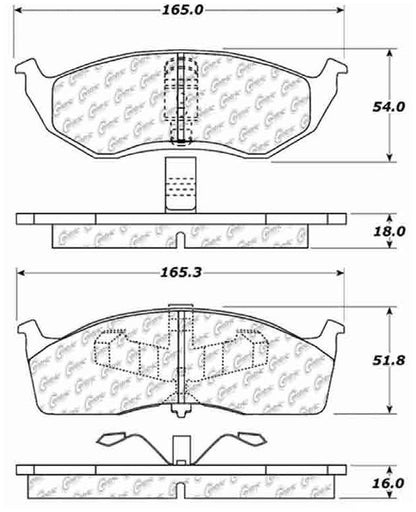 Centric Parts Disc Brake Pad Set Posi Quiet Extended Wear Shimmed for 2000-2002 Chrysler Neon, 1995-2005 Dodge Neon, 1995-2001 Plymouth Neon 106.06420