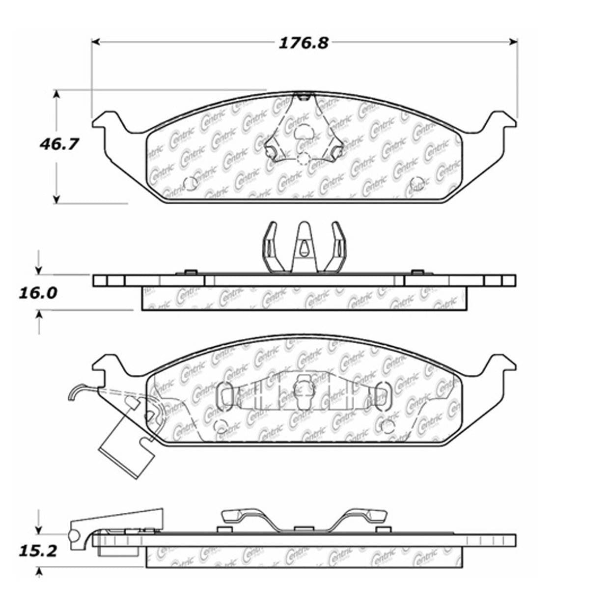 Centric Parts Disc Brake Pad Set Posi Quiet Extended Wear for 2000-1995 Chrysler Cirrus, Sebring 2000-1996 Dodge Stratus, Plymouth Breeze 106.06500