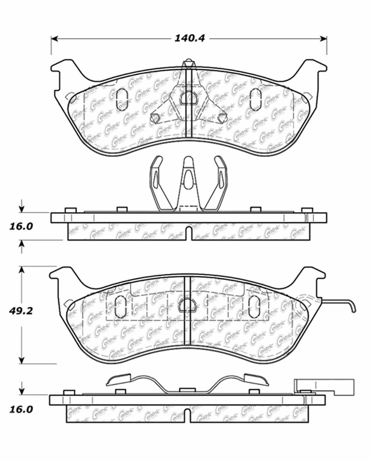 Centric Parts Disc Brake Pad Set Posi Quiet Extended Wear with Shims and Hardware for 1996-2002 Ford Crown Victoria Lincoln Town Car Mercury Grand Marquis 106.06740