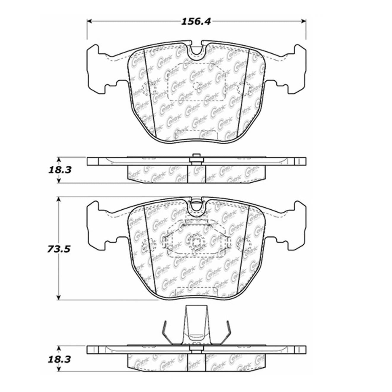 Centric Parts Disc Brake Pad Set Posi Quiet Extended Wear with Shims and Hardware for BMW 530i 2003-2001 106.06810