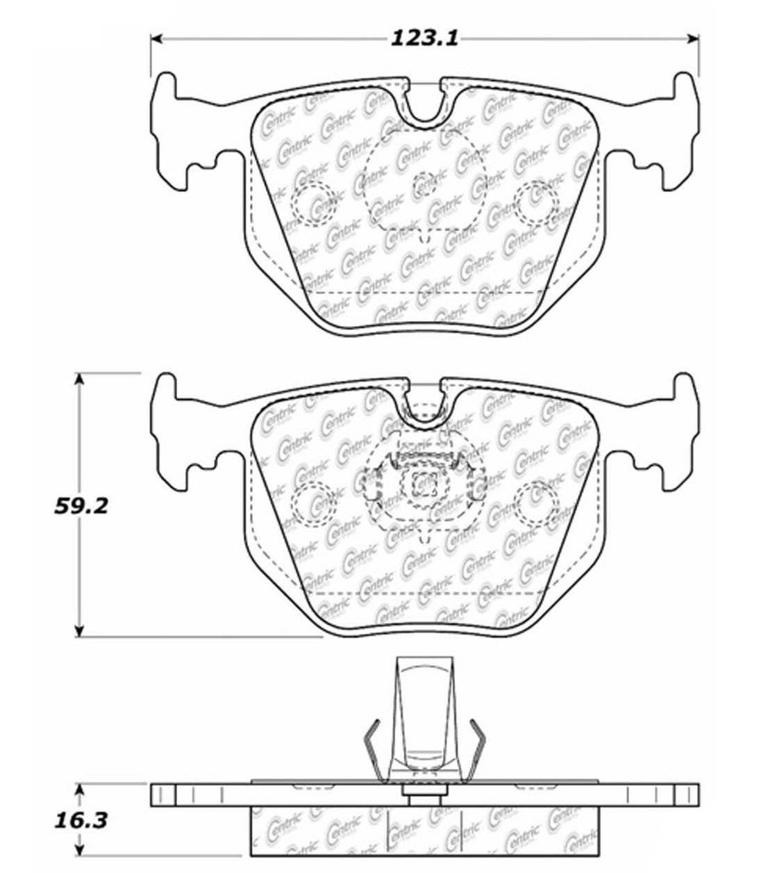 Centric Parts Disc Brake Pad Set Posi Quiet Extended Wear with Shims and Hardware for 2000-2006 BMW 3 Series 106.06830