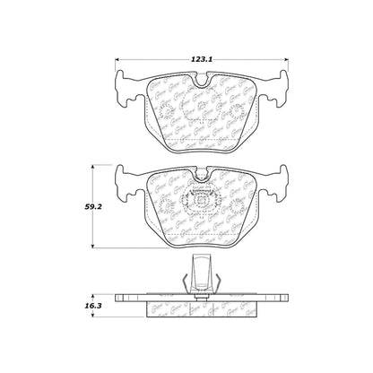 Centric Parts Disc Brake Pad Set Posi Quiet Extended Wear with Shims and Hardware for 2000-2006 BMW 3 Series 106.06830