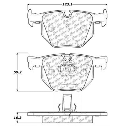 Centric Parts Disc Brake Pad Set Posi Quiet Extended Wear with Shims and Hardware for 2004-2010 BMW 5 Series 106.06831