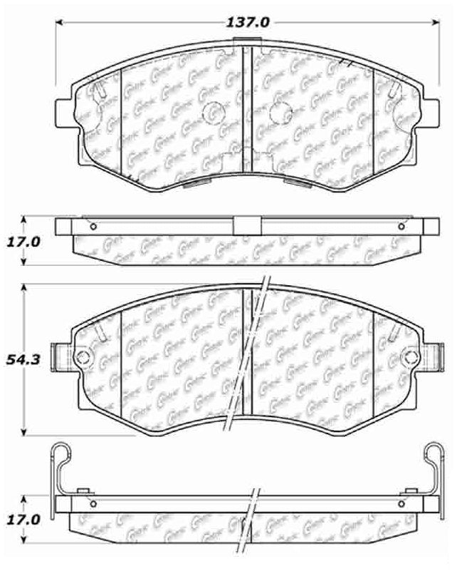 Centric Parts Disc Brake Pad Set Posi Quiet Extended Wear with Shims and Hardware for 2005-2006 Hyundai Elantra 106.07002