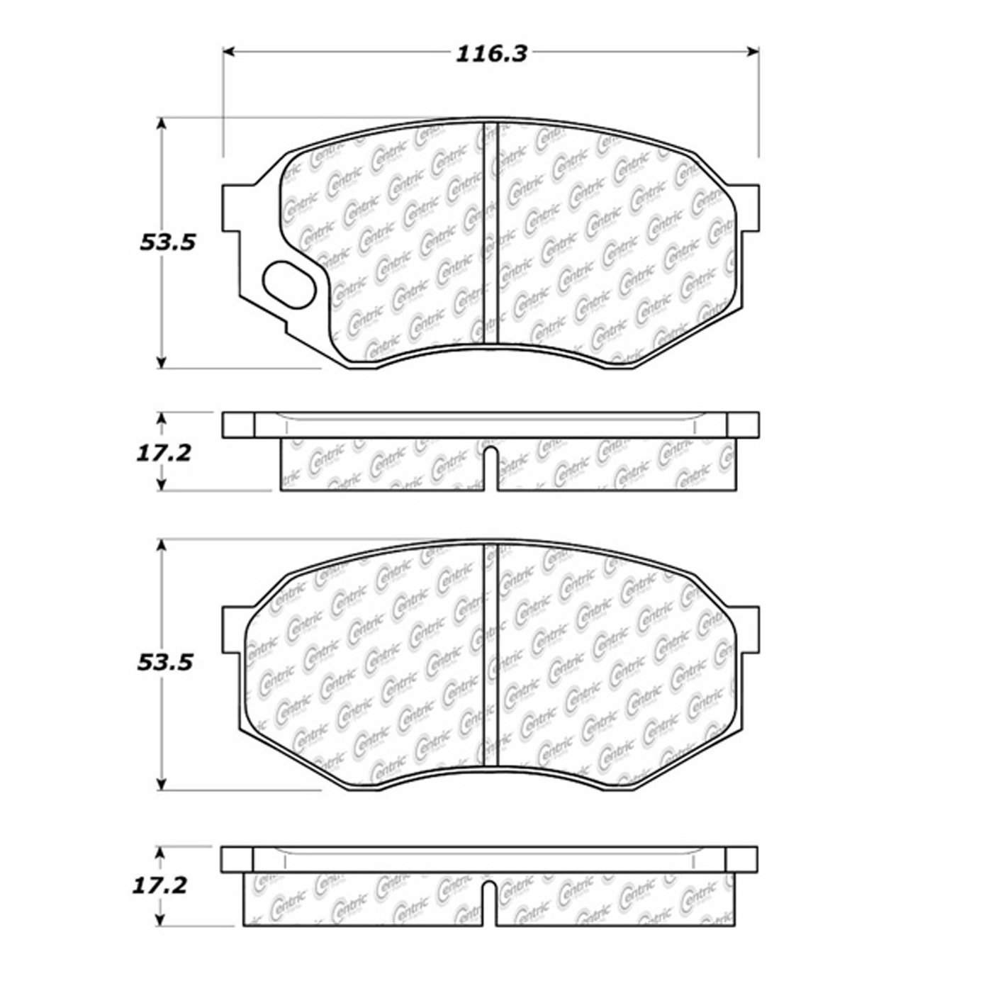 Centric Parts Disc Brake Pad Set Posi Quiet Extended Wear with Shims and Hardware for 2004-1996 Mitsubishi Fuso FE 106.07350
