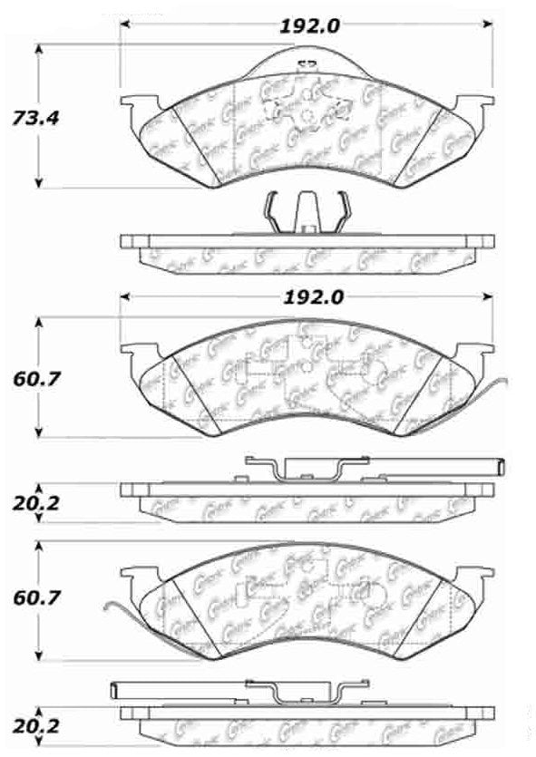 Centric Parts Disc Brake Pad Set Posi Quiet Extended Wear with Shims and Hardware for 1998-1999 Dodge Dakota Durango 106.07460