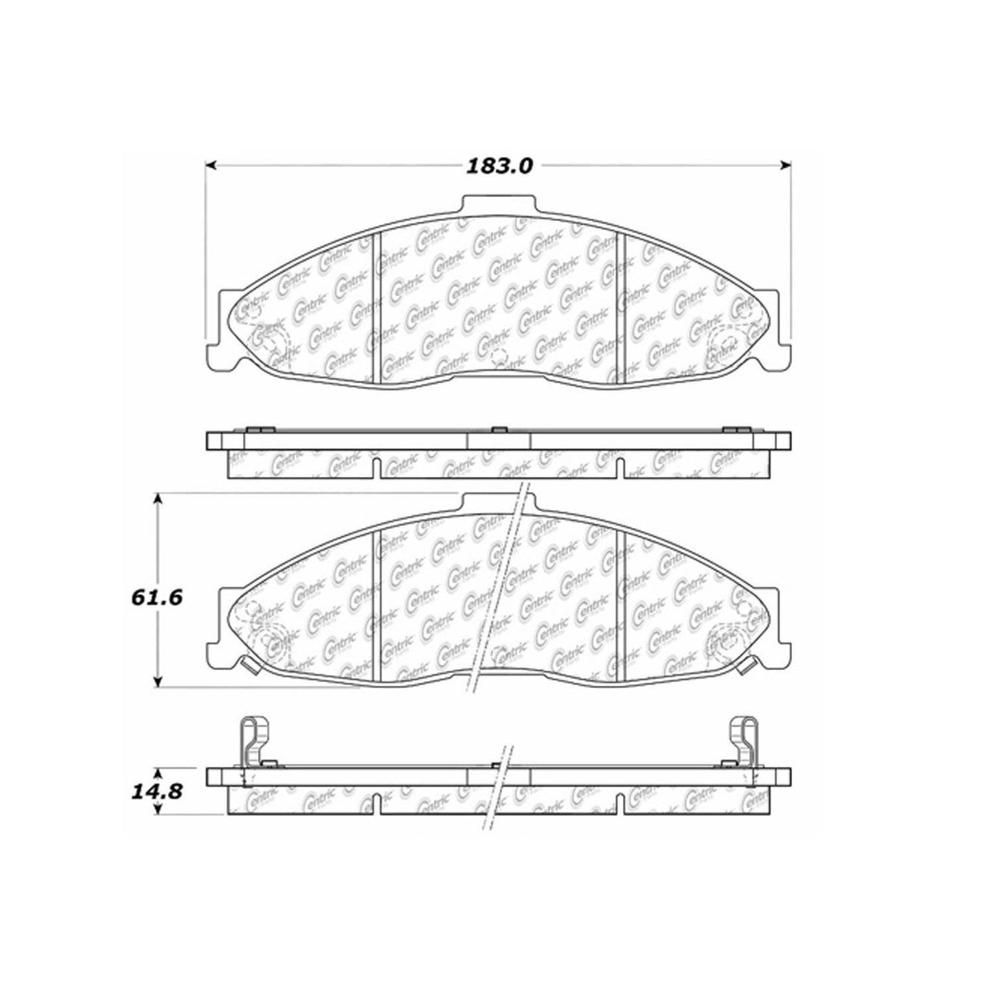 Centric Parts Disc Brake Pad Set Posi Quiet Extended Wear with Shims and Hardware for 2002-1998 Chevrolet Camaro Pontiac Firebird 106.07490