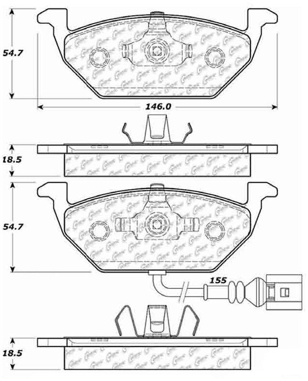 Centric Parts Disc Brake Pad Set Posi Quiet Extended Wear with Shims and Hardware for 2004-1998 Audi A3