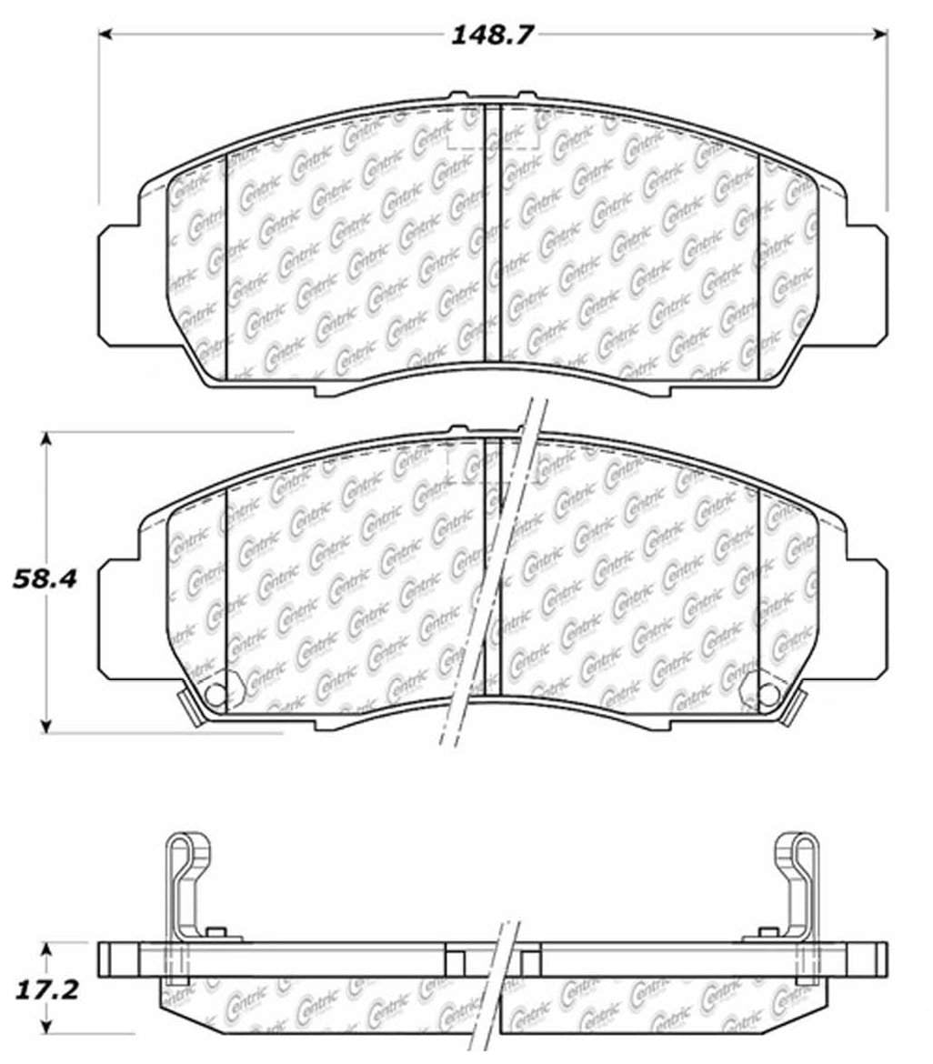 Centric Parts Disc Brake Pad Set Posi Quiet Extended Wear with Shims and Hardware for Acura CL 2003-2001 RL 2004-1999 TL 2008-1999 TSX 2010-2004 Honda Accord 2011-2003 106.07870