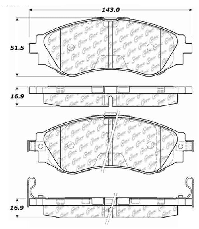 Centric Parts Disc Brake Pad Set Posi Quiet Extended Wear with Shims and Hardware 106.07970