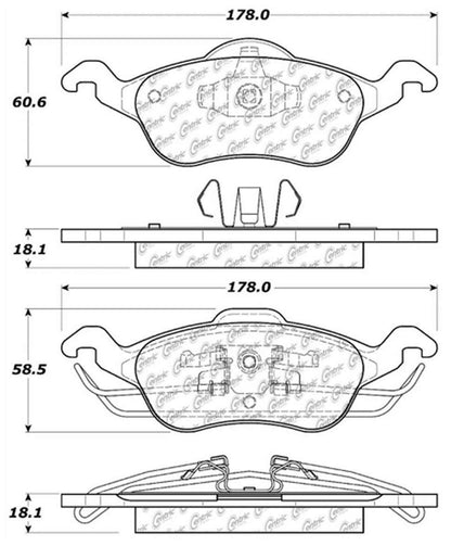 Centric Parts Disc Brake Pad Set Posi Quiet Extended Wear with Shims and Hardware for 2000-2004 Ford Focus 106.08160