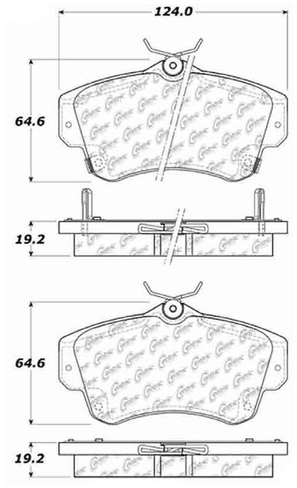 Centric Parts Disc Brake Pad Set Posi Quiet Extended Wear with Shims and Hardware for 2003-2009 Chrysler PT Cruiser 2003-2005 Dodge Neon 106.08411
