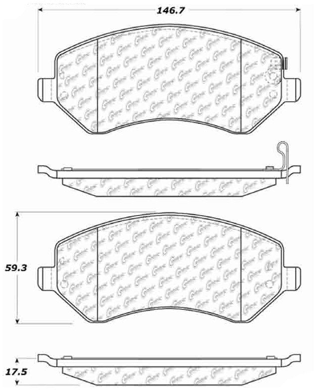 Centric Parts Disc Brake Pad Set Posi Quiet Extended Wear with Shims and Hardware for 2001-2008 Chrysler Town & Country, Voyager, Dodge Caravan, Grand Caravan, Jeep Liberty 106.08560