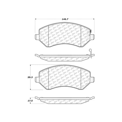 Centric Parts Disc Brake Pad Set Posi Quiet Extended Wear with Shims and Hardware for 2001-2008 Chrysler Town & Country, Voyager, Dodge Caravan, Grand Caravan, Jeep Liberty 106.08560