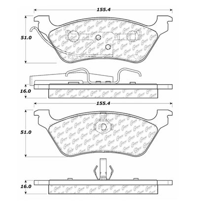 Centric Parts Disc Brake Pad Set Posi Quiet Extended Wear with Shims for 2001-2007 Chrysler Town & Country, Dodge Caravan Part Number 106.08580