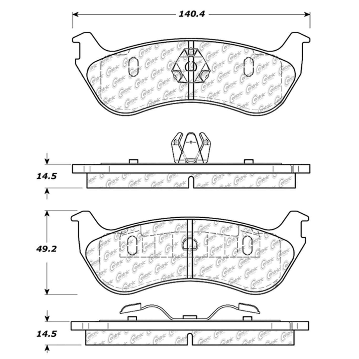 Centric Parts Disc Brake Pad Set Posi Quiet Extended Wear with Shims and Hardware for 2002-2005 Ford Explorer Mercury Mountaineer 106.08810