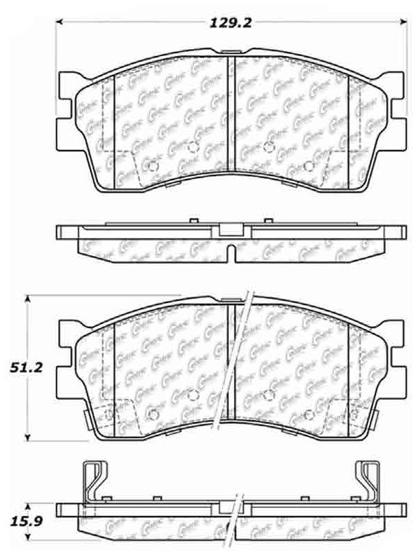 Centric Parts Disc Brake Pad Set Posi Quiet Extended Wear with Shims and Hardware for Kia Rio 2005-2003 Sephia 2001 Spectra 2003-2001 106.08890