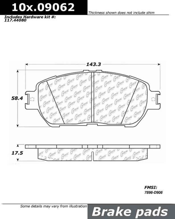 Centric Parts Disc Brake Pad Set with Semi-Metallic friction 106.09062