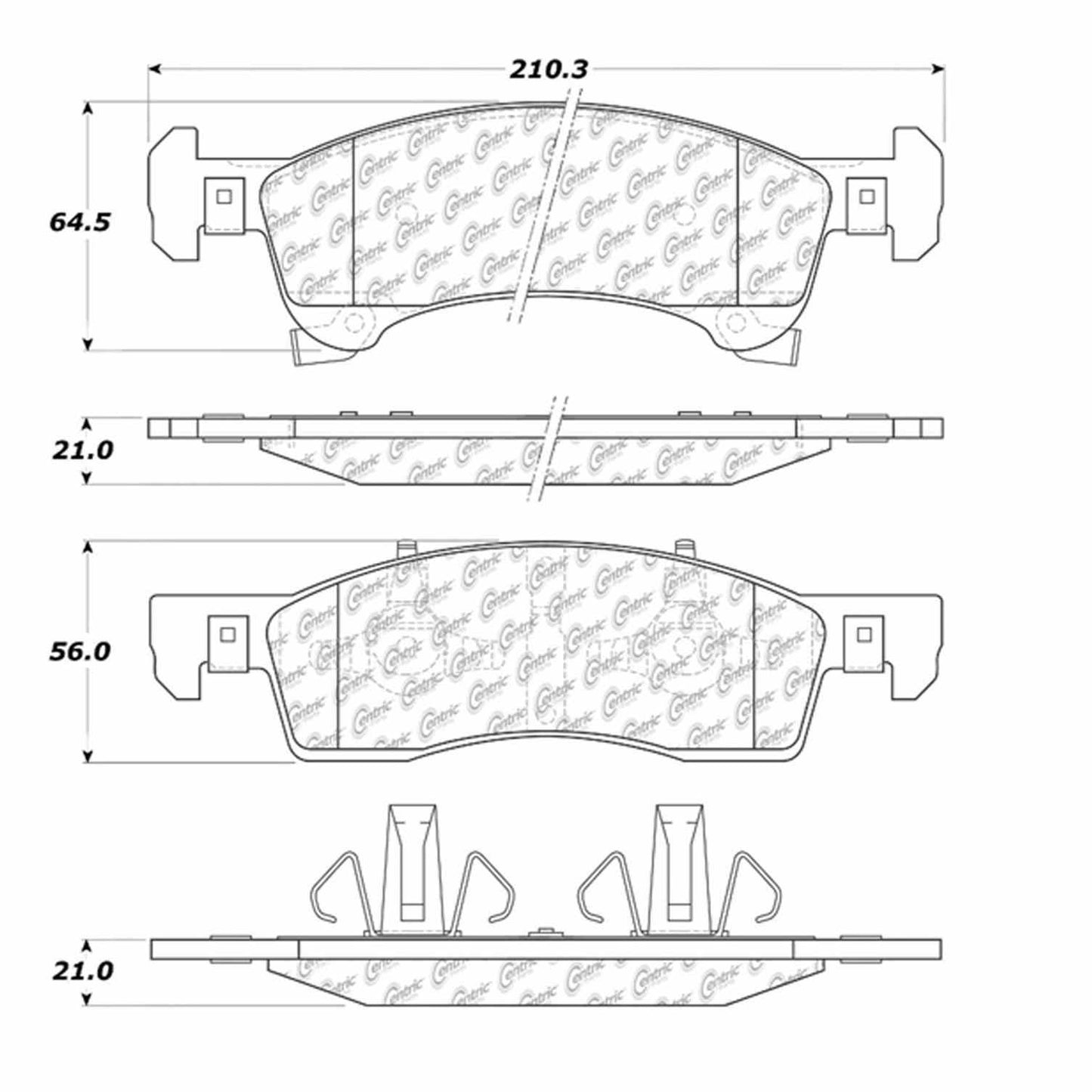 Centric Parts Disc Brake Pad Set with Semi-Metallic friction 106.09340