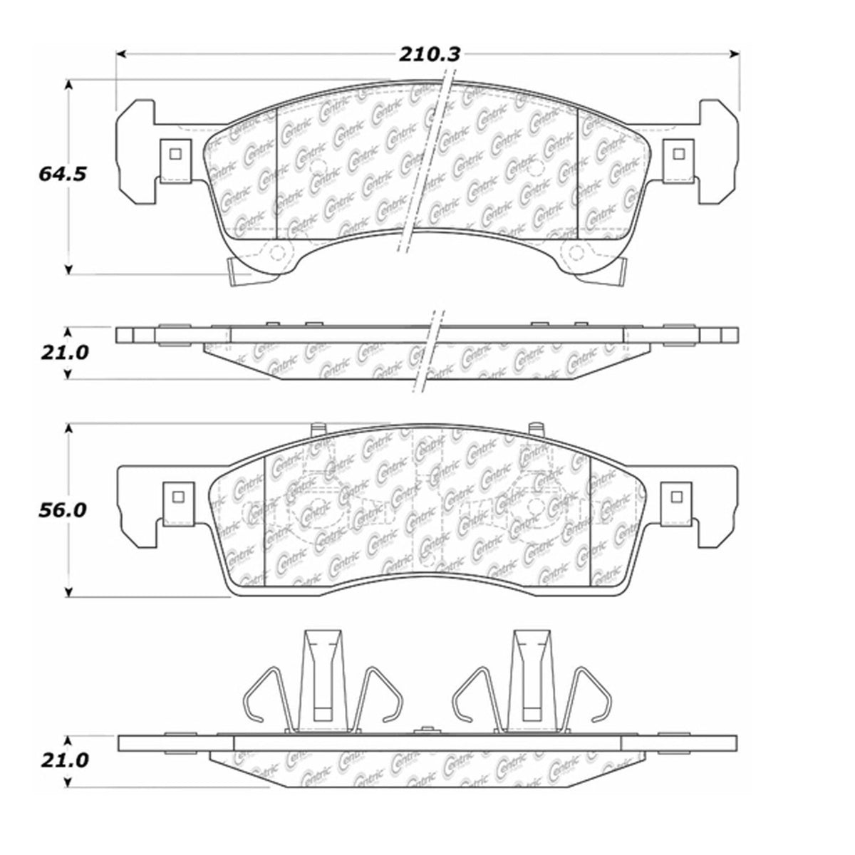 Centric Parts Disc Brake Pad Set with Semi-Metallic friction 106.09340